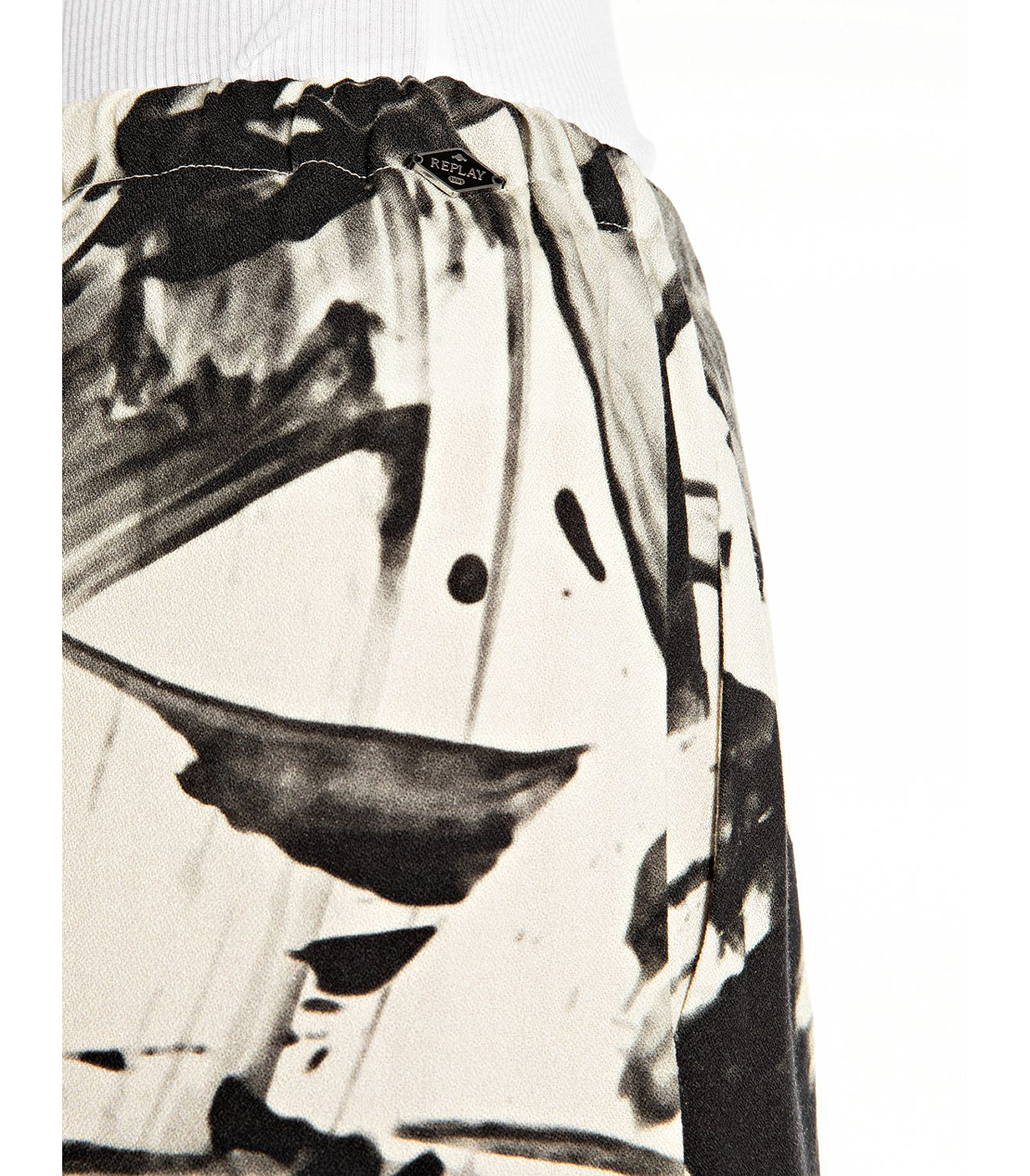 アブストラクトプリントワイドパンツ 詳細画像 ブラックアイボリー 6